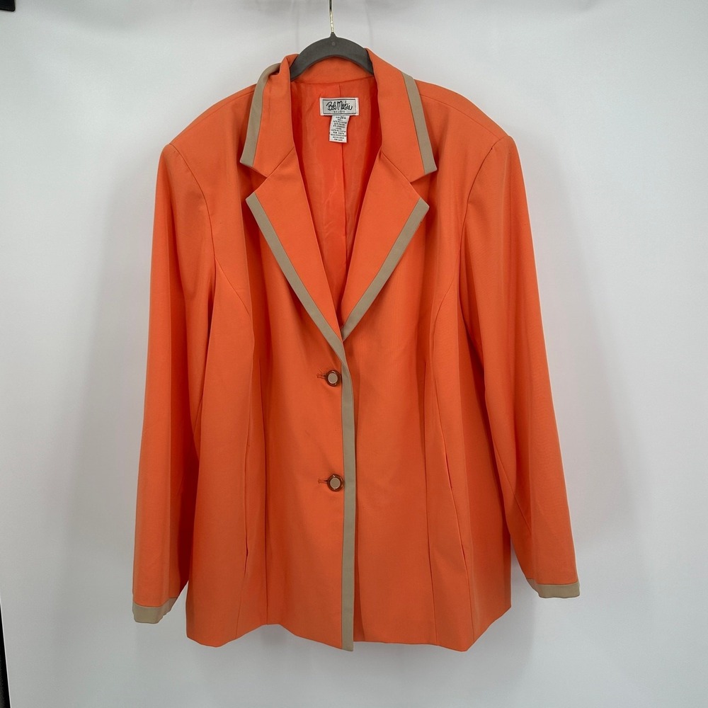 Bob Mackie Studio Womens Statement Blazer Size 26W‎ Orange Professional Career